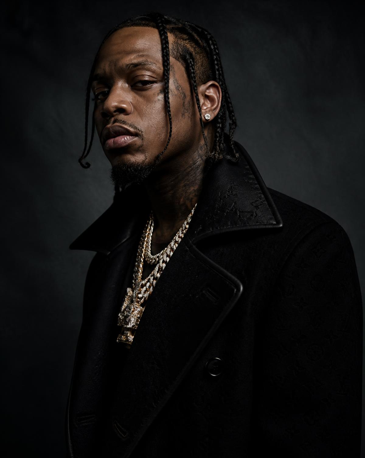 Editorial portrait of Kai Raven in a black coat