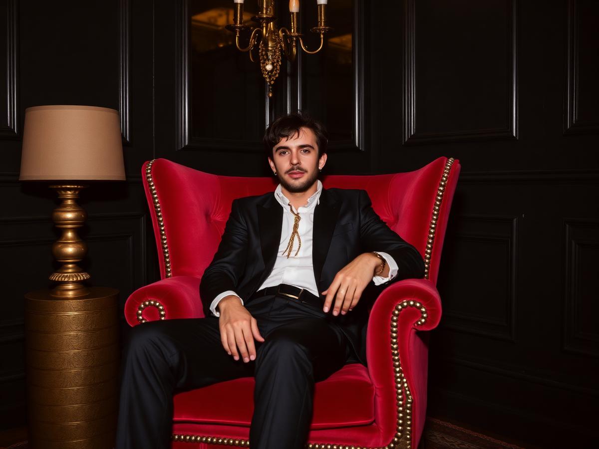 Editorial portrait of Kai Raven seated in a dark room
